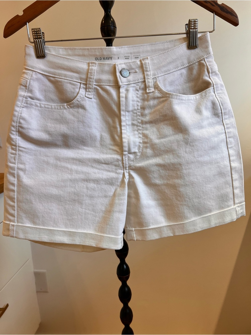 Old Navy White Cuffed High-Rise Denim Shorts